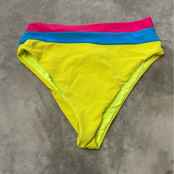 New! Beach Riot Heidi Retro Bright Color Block Ribbed Bikini Bottom 24868 - Picture 4 of 8